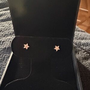 Star Shaped 14kt Gold and Diamond Stud Earrings; Brand New